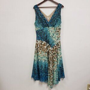 Dressbarn Womens Y2K Babydoll Forest Fairy Midi Dress Size 14 Mystical Whimsical